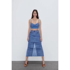 Zara The 90’s Collection Denim Midi Skirt